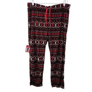 Fair Isle Nordic Skull Pajama Lounge Pants XL Men Red Black Ski Christmas NWT